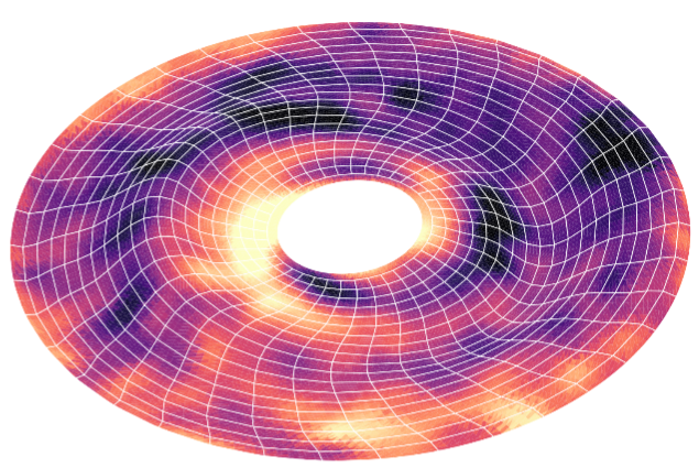 Warped protoplanetary disc simulation
